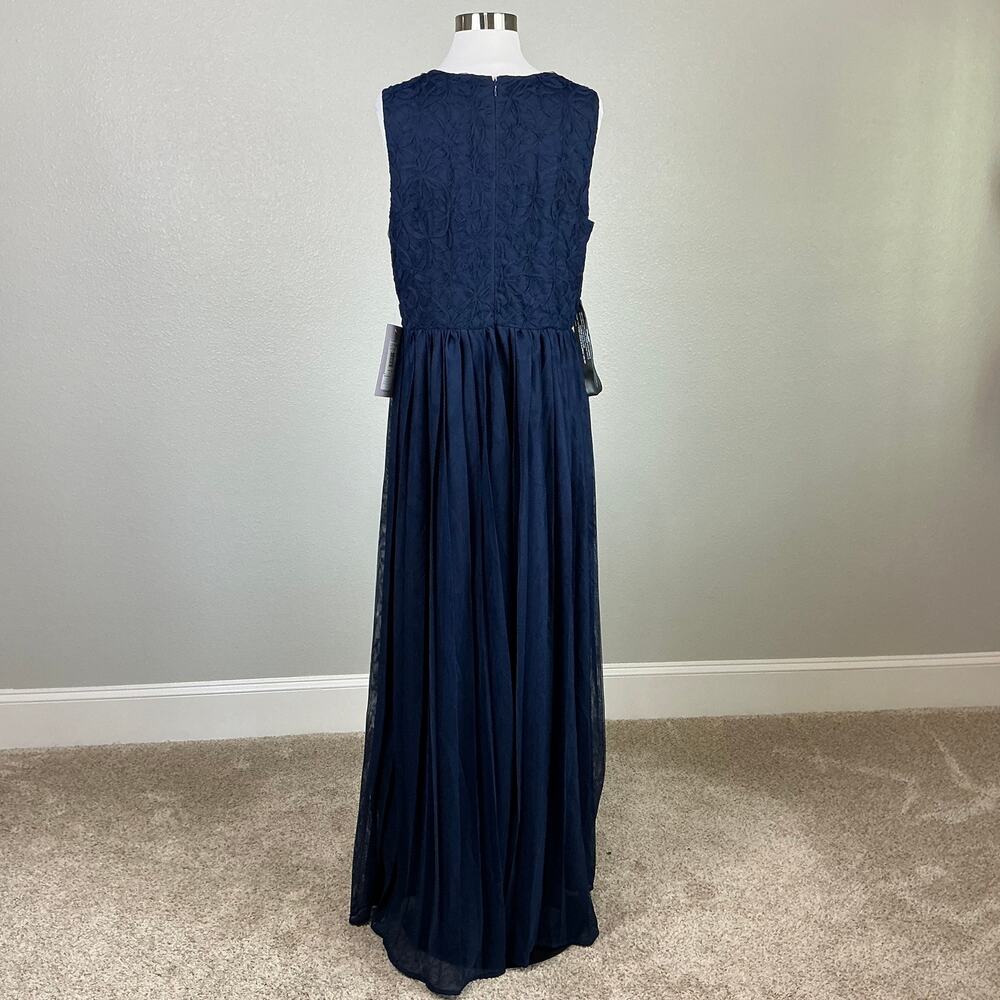 JS Collections Lace and Chiffon Sleeveless Long Evening Gown Blue Size 12 Dress - Picture 7 of 13